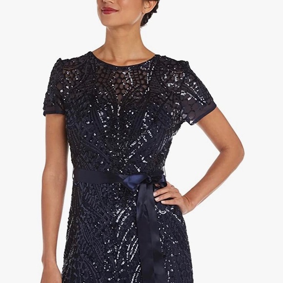 Boat Neck Formal Wear with Diagonal Tiered Hemline Steel Grey